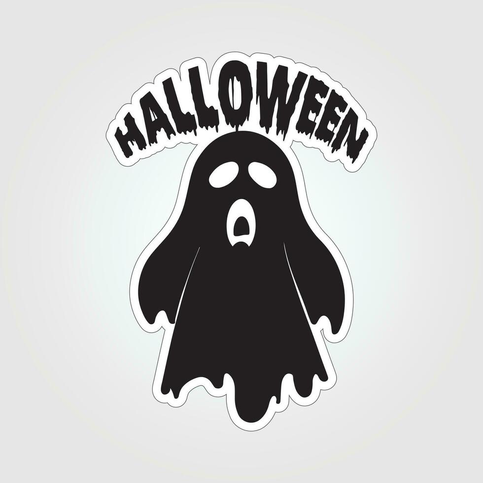 A sticker with a ghost on it, Halloween ghost cartoon character sticker vector