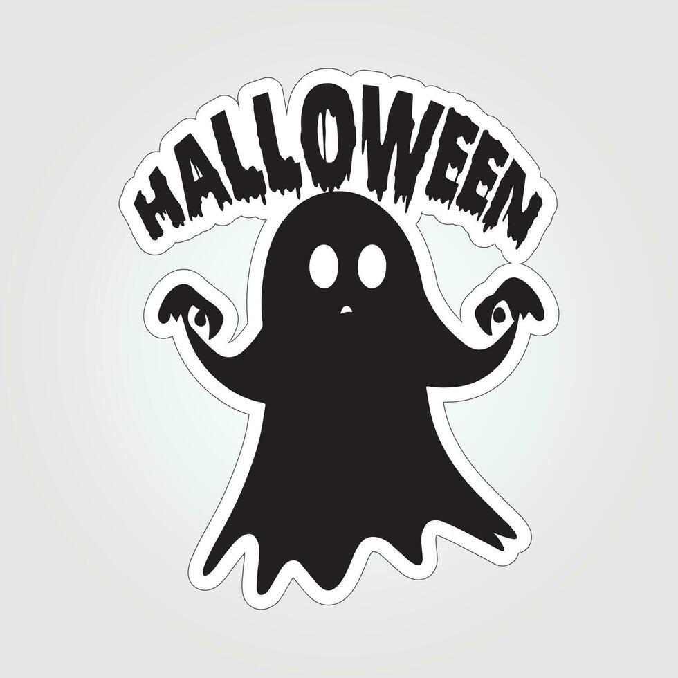 A sticker with a ghost on it, Halloween ghost cartoon character sticker vector