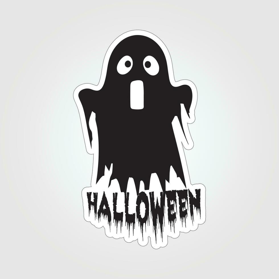 A sticker with a ghost on it, Halloween ghost cartoon character sticker vector