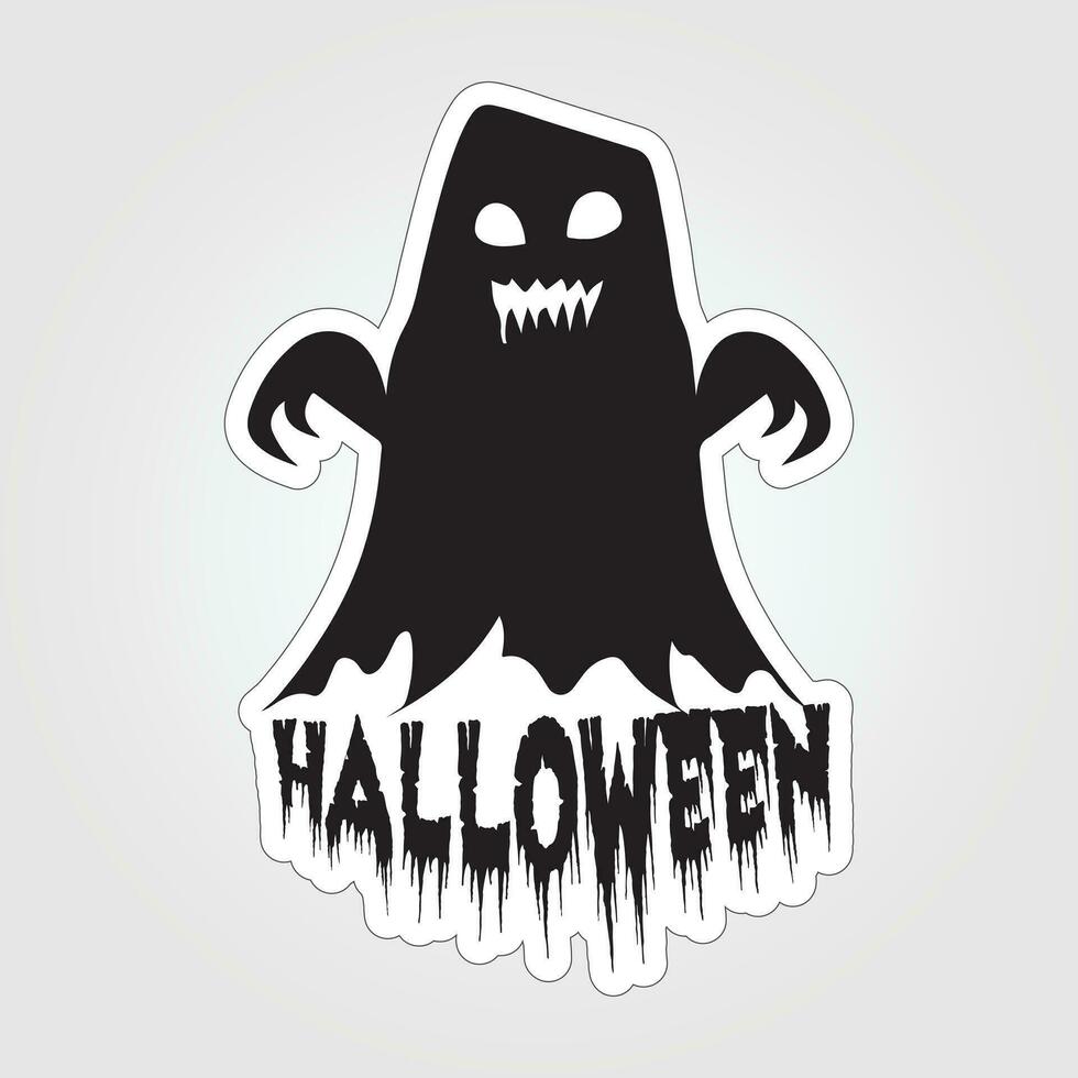 A sticker with a ghost on it, Halloween ghost cartoon character sticker vector