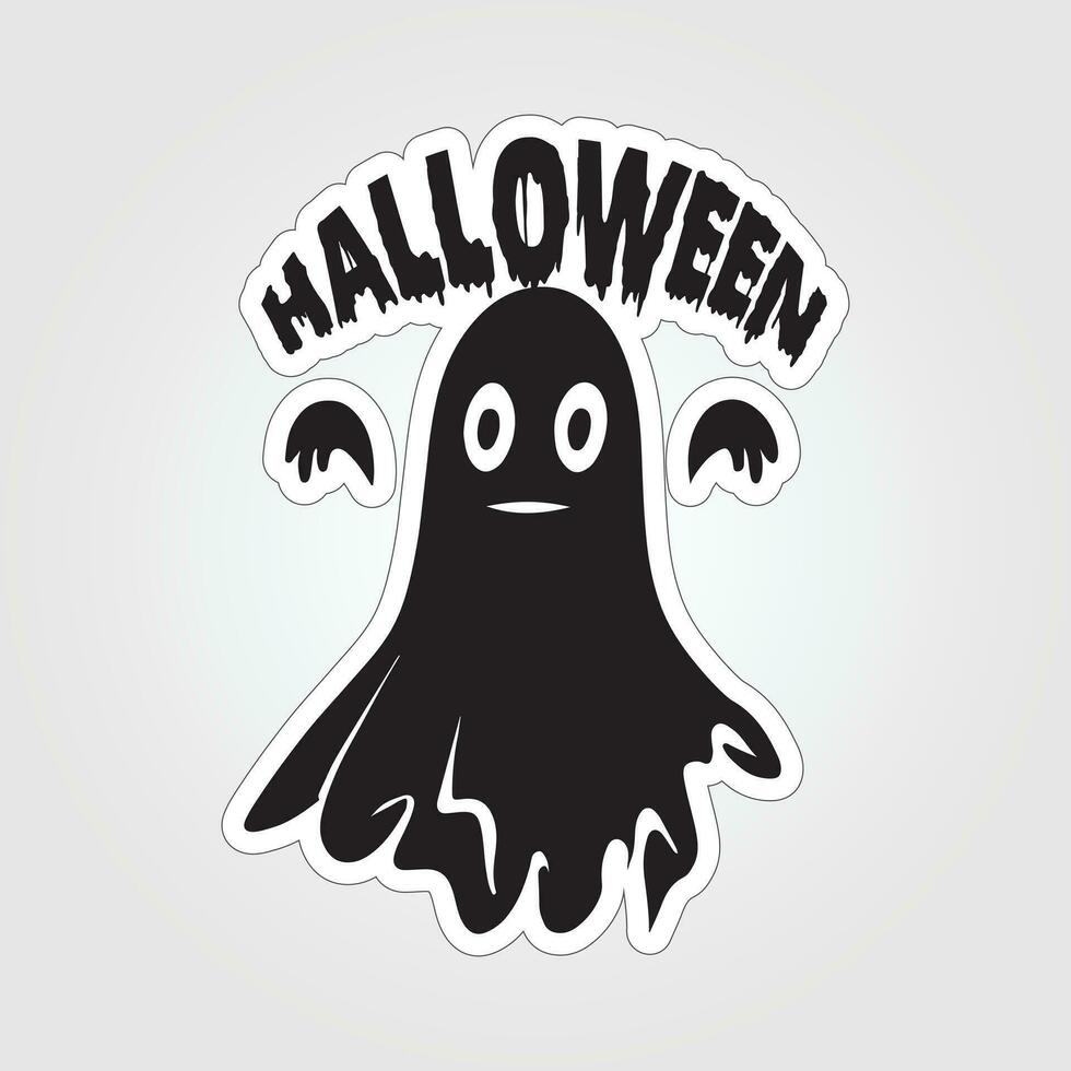 A sticker with a ghost on it, Halloween ghost cartoon character sticker vector