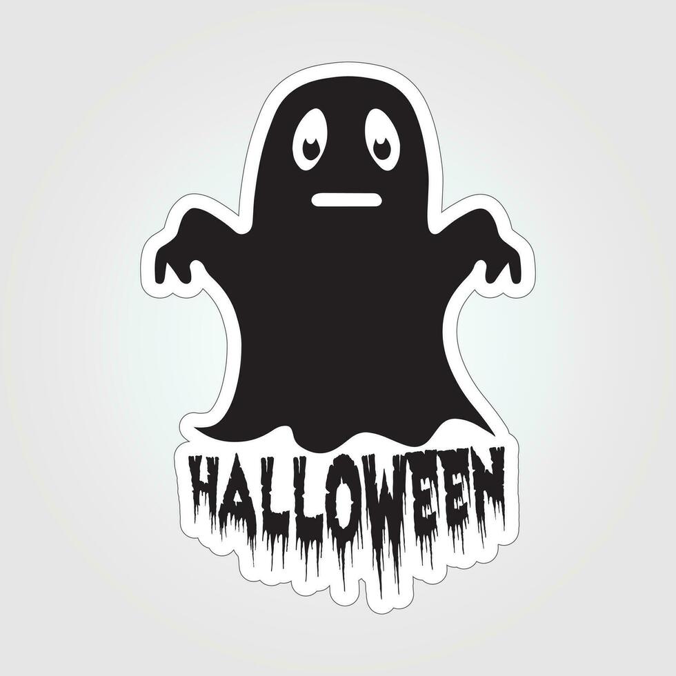A sticker with a ghost on it, Halloween ghost cartoon character sticker vector