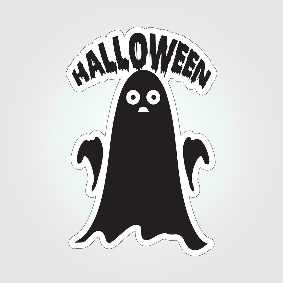 A sticker with a ghost on it, Halloween ghost cartoon character sticker vector