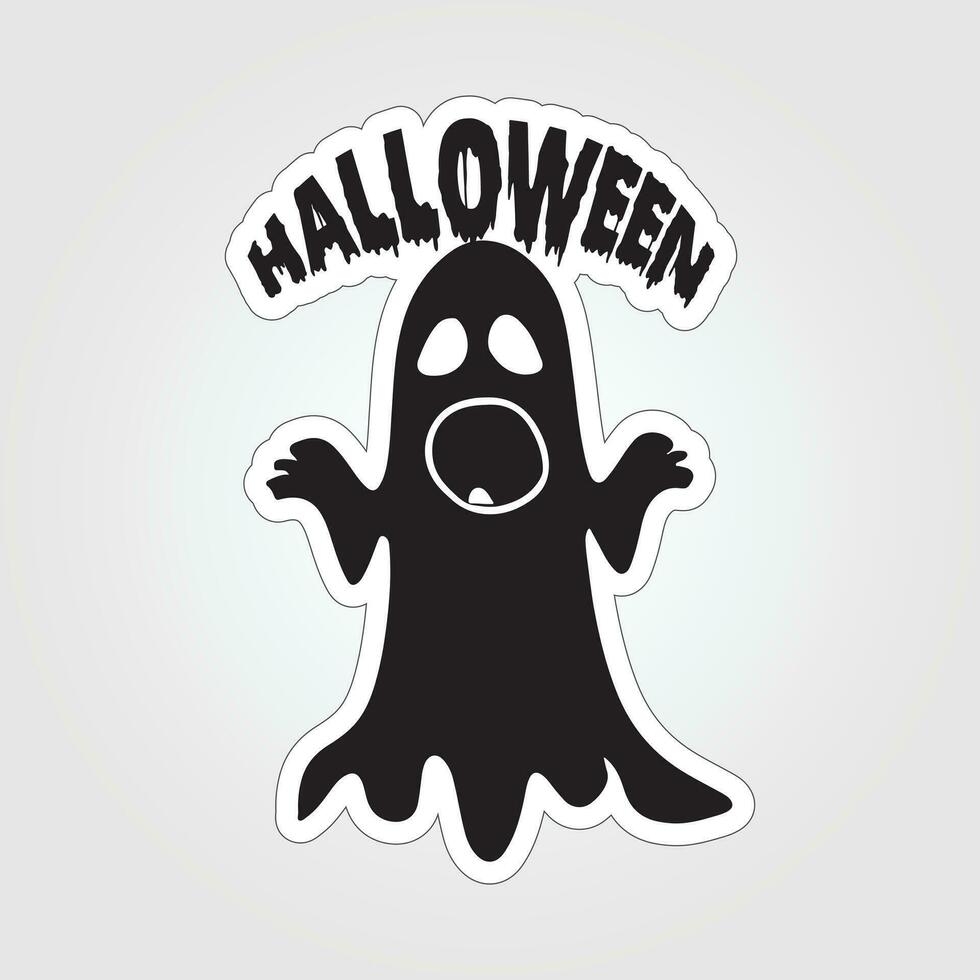 A sticker with a ghost on it, Halloween ghost cartoon character sticker vector