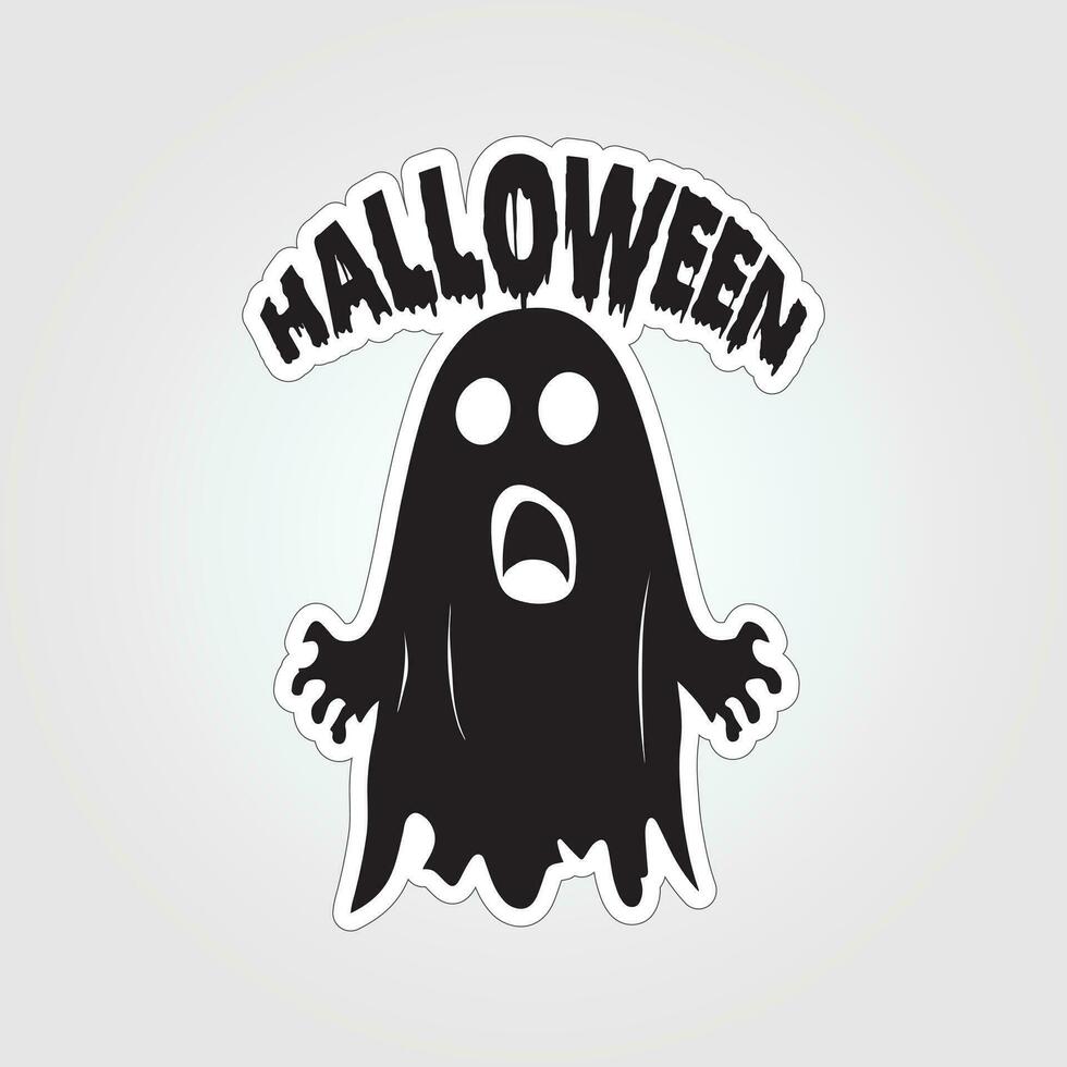 A sticker with a ghost on it, Halloween ghost cartoon character sticker vector