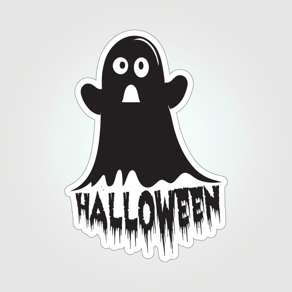 A sticker with a ghost on it, Halloween ghost cartoon character sticker vector