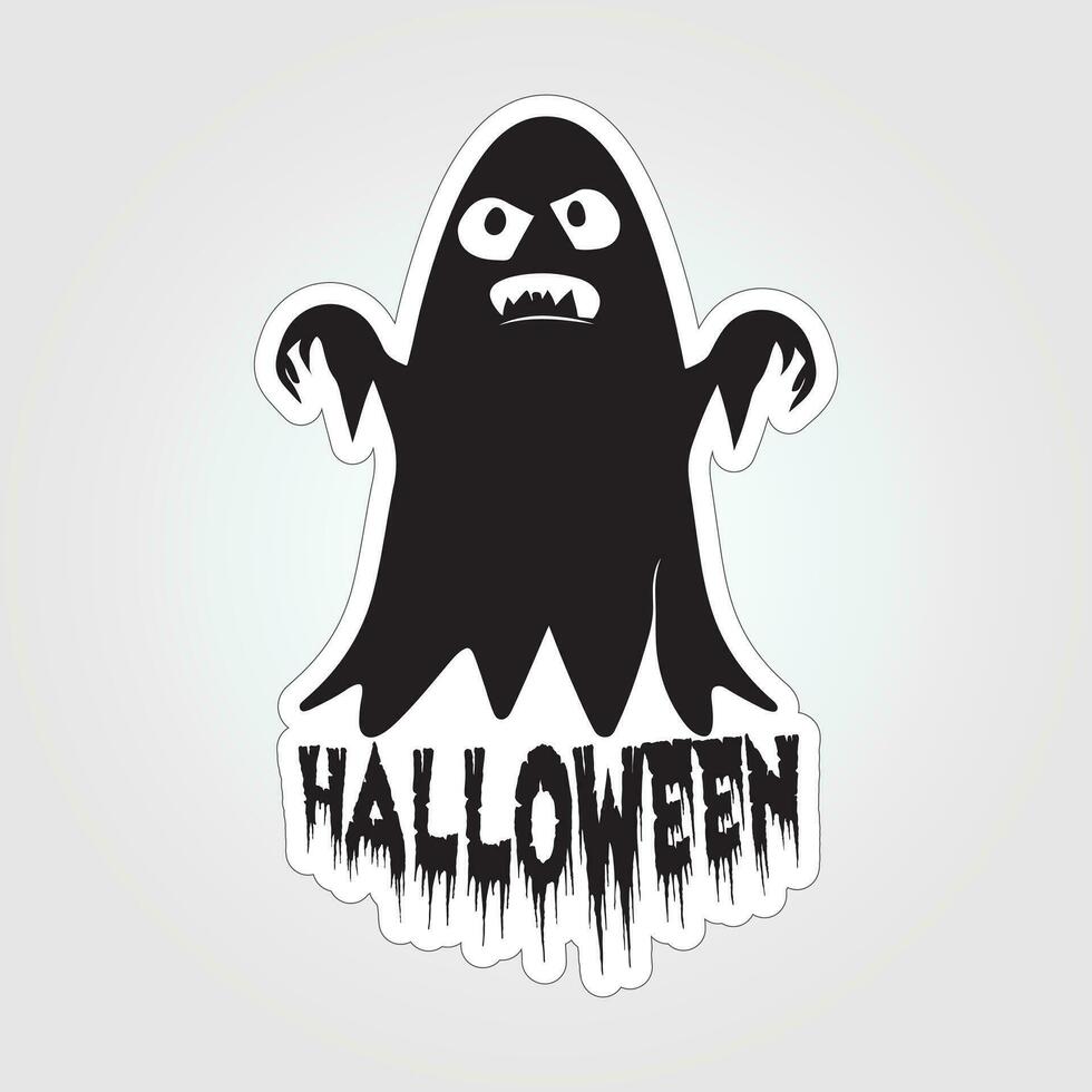 A sticker with a ghost on it, Halloween ghost cartoon character sticker vector
