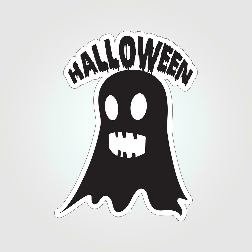 A sticker with a ghost on it, Halloween ghost cartoon character sticker vector