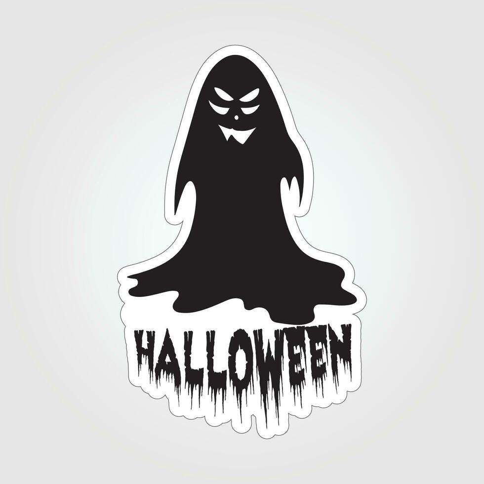A sticker with a ghost on it, Halloween ghost cartoon character sticker vector