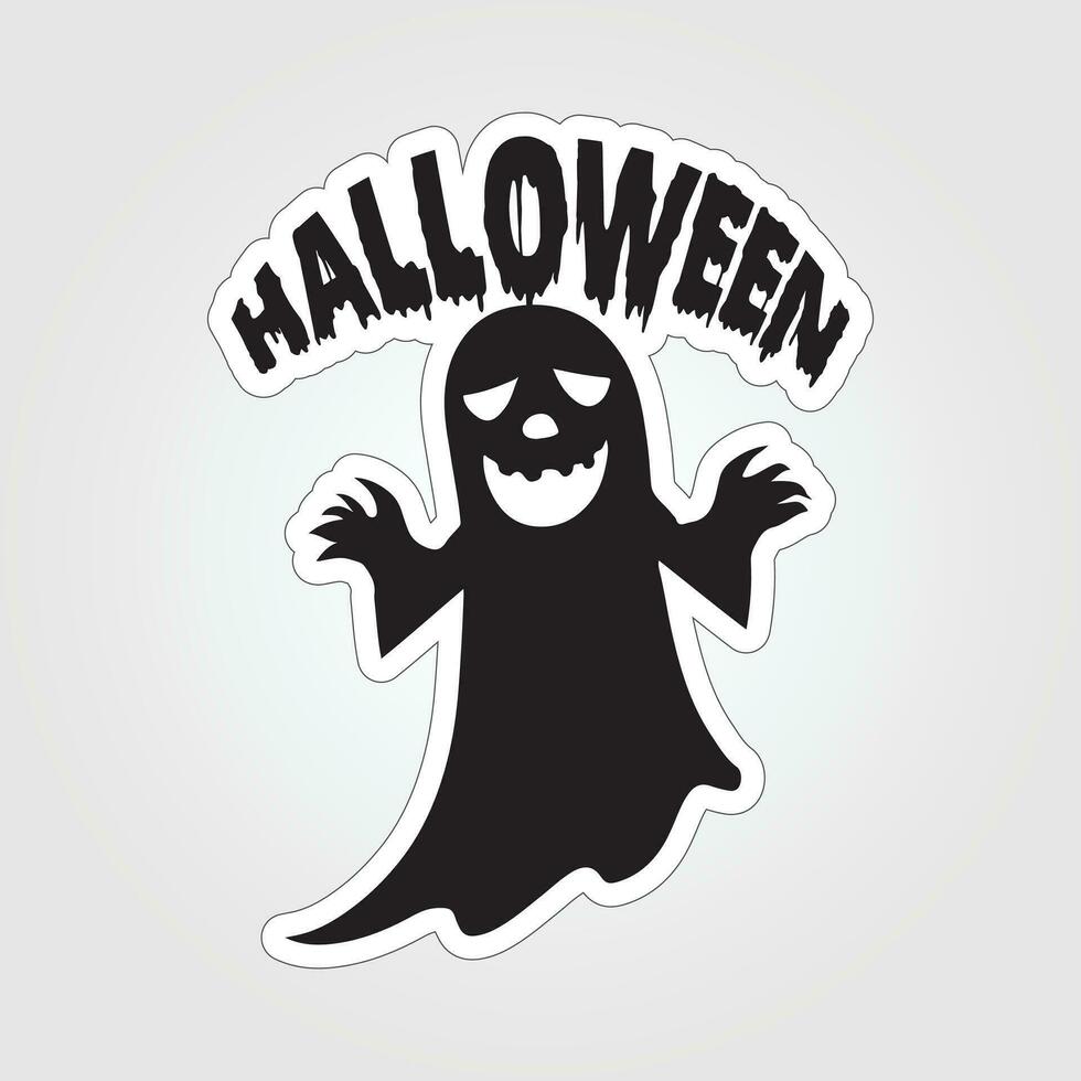 A sticker with a ghost on it, Halloween ghost cartoon character sticker vector