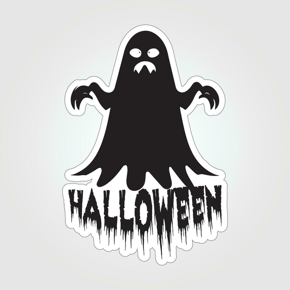 A sticker with a ghost on it, Halloween ghost cartoon character sticker vector