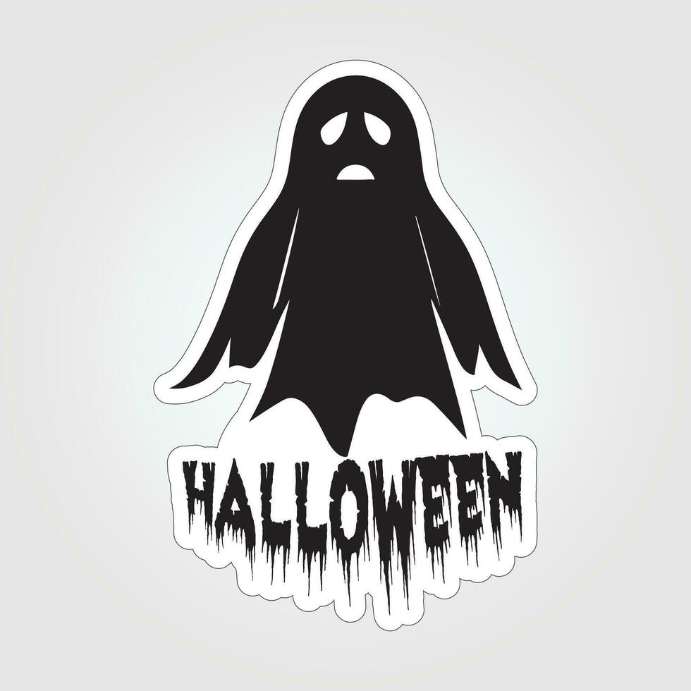 A sticker with a ghost on it, Halloween ghost cartoon character sticker vector