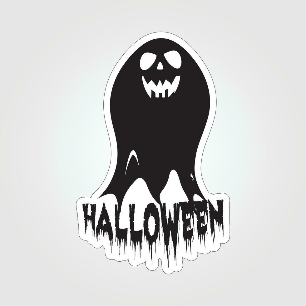 A sticker with a ghost on it, Halloween ghost cartoon character sticker vector