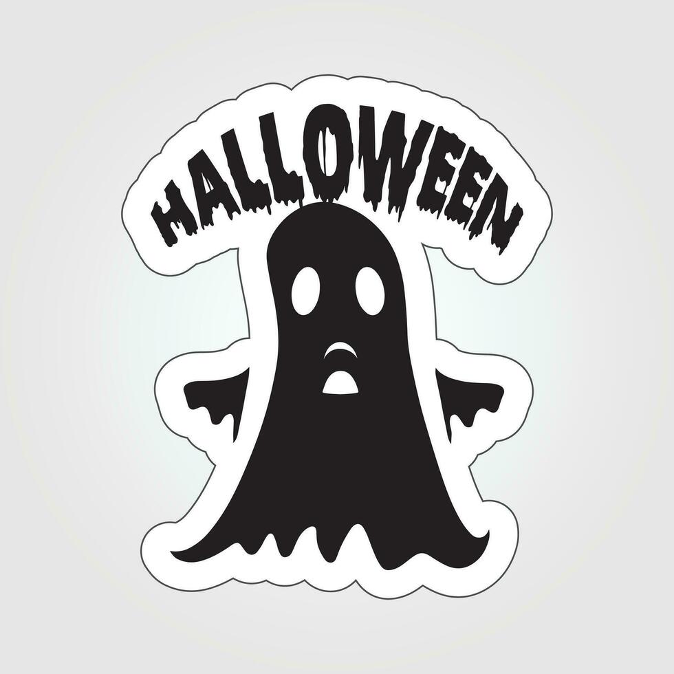 A sticker with a ghost on it, Halloween ghost cartoon character sticker vector