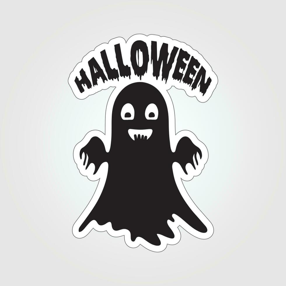 A sticker with a ghost on it, Halloween ghost cartoon character sticker vector