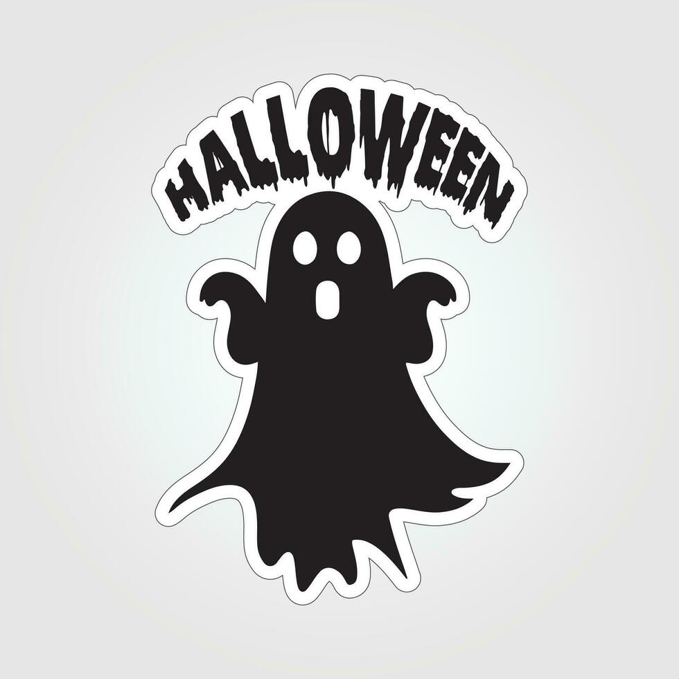 A sticker with a ghost on it, Halloween ghost cartoon character sticker vector