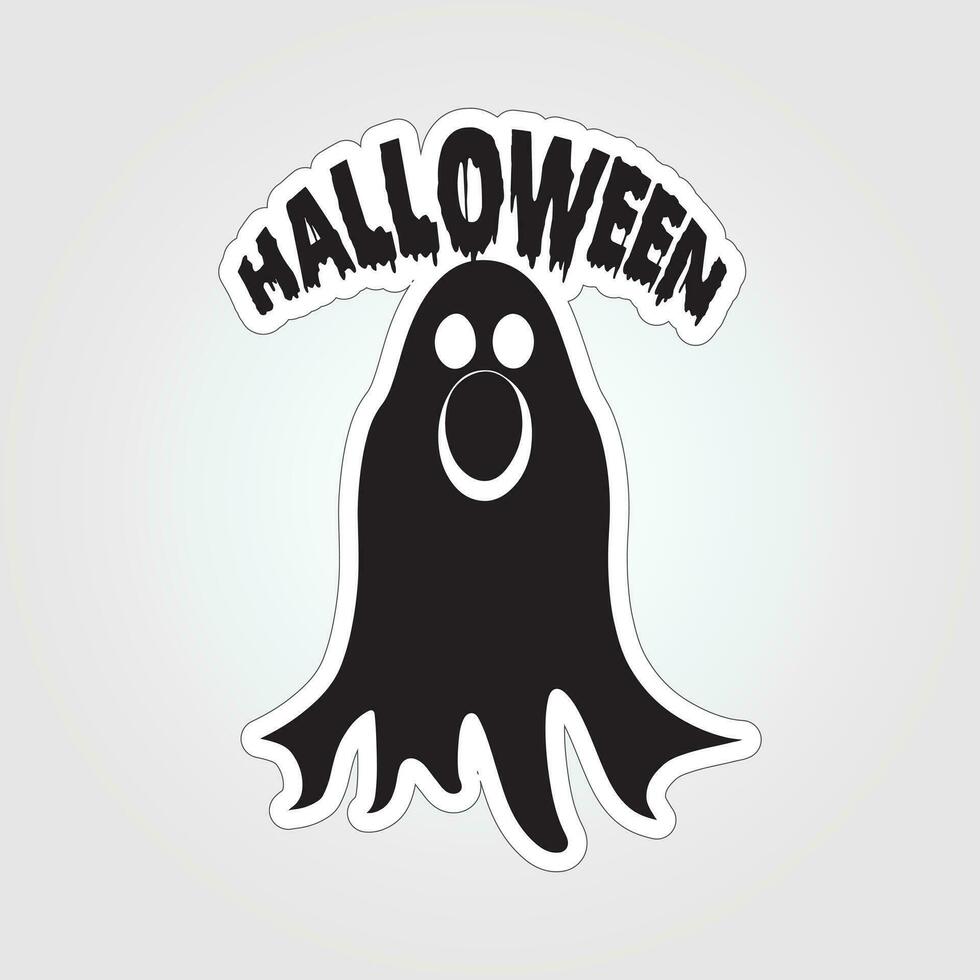 A sticker with a ghost on it, Halloween ghost cartoon character sticker vector