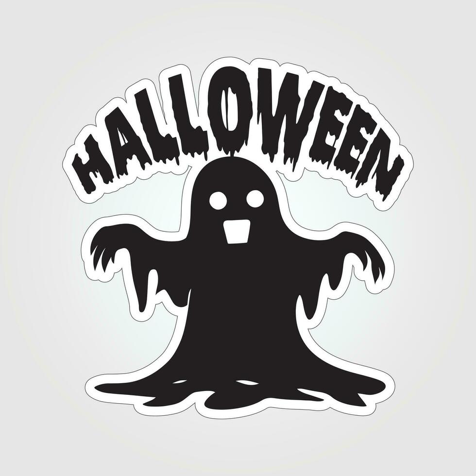 A sticker with a ghost on it, Halloween ghost cartoon character sticker vector