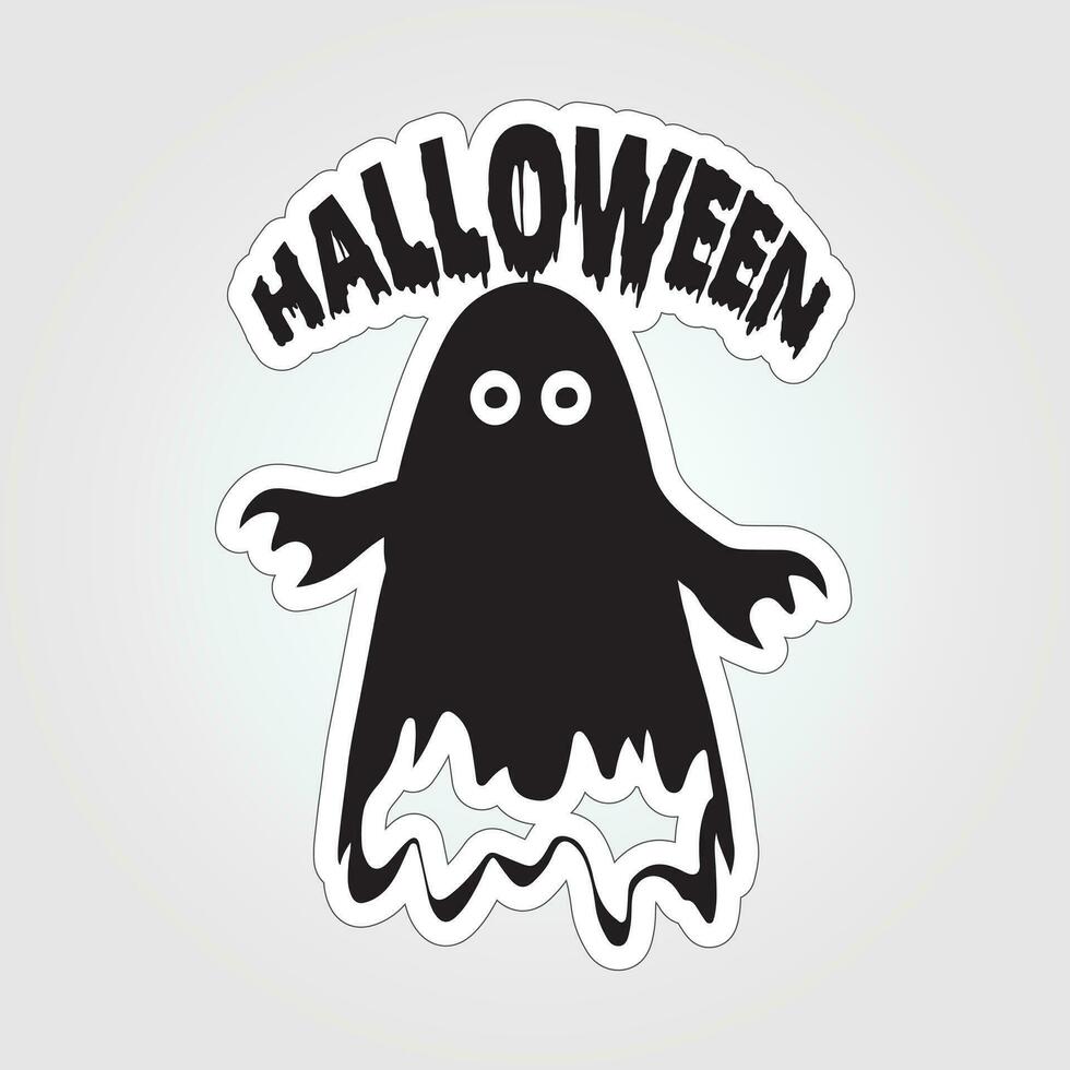A sticker with a ghost on it, Halloween ghost cartoon character sticker vector