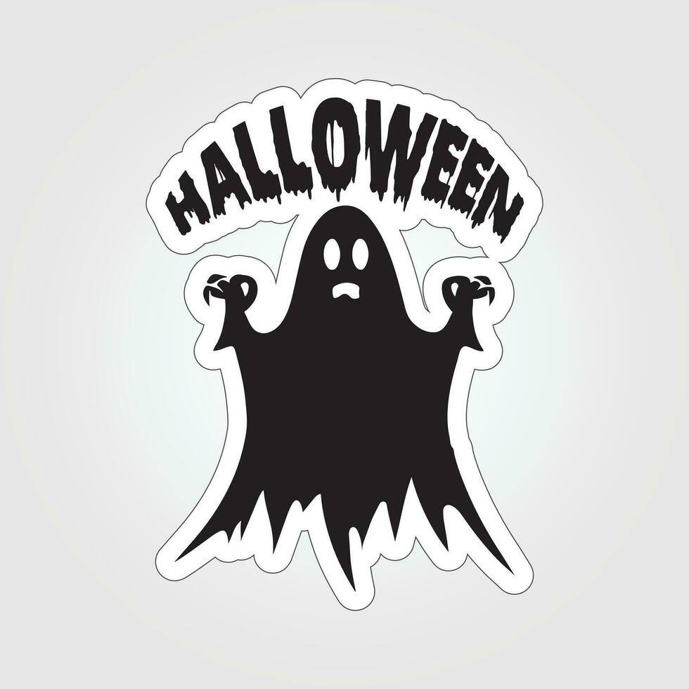 A sticker with a ghost on it, Halloween ghost cartoon character sticker vector