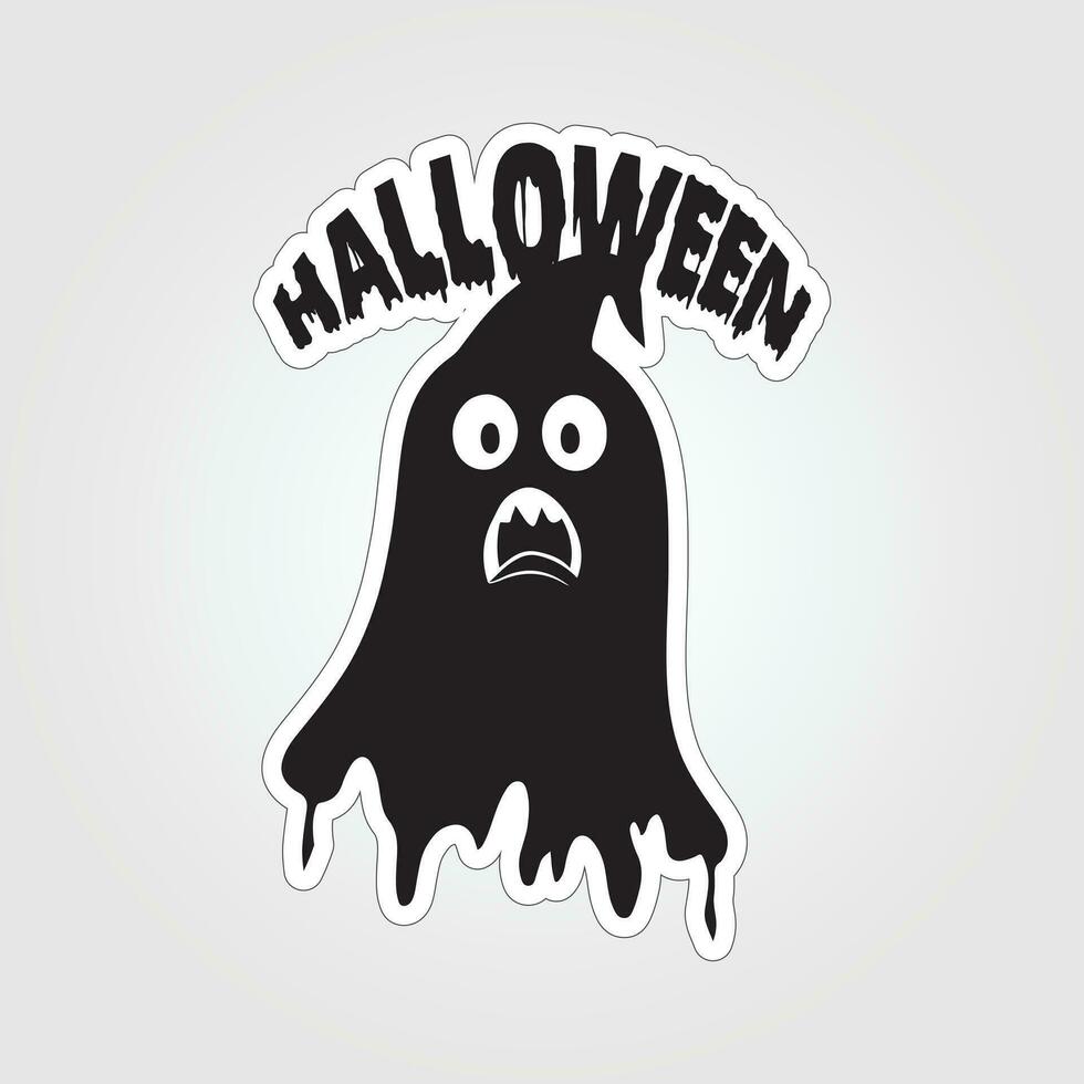 A sticker with a ghost on it, Halloween ghost cartoon character sticker vector