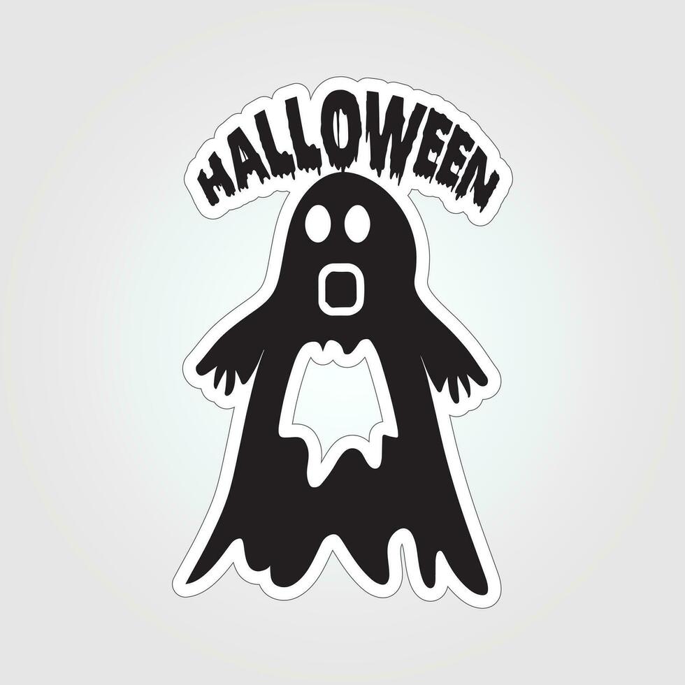 A sticker with a ghost on it, Halloween ghost cartoon character sticker vector