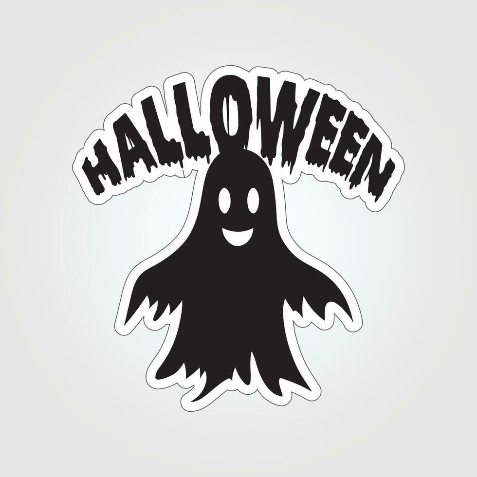 A sticker with a ghost on it, Halloween ghost cartoon character sticker vector