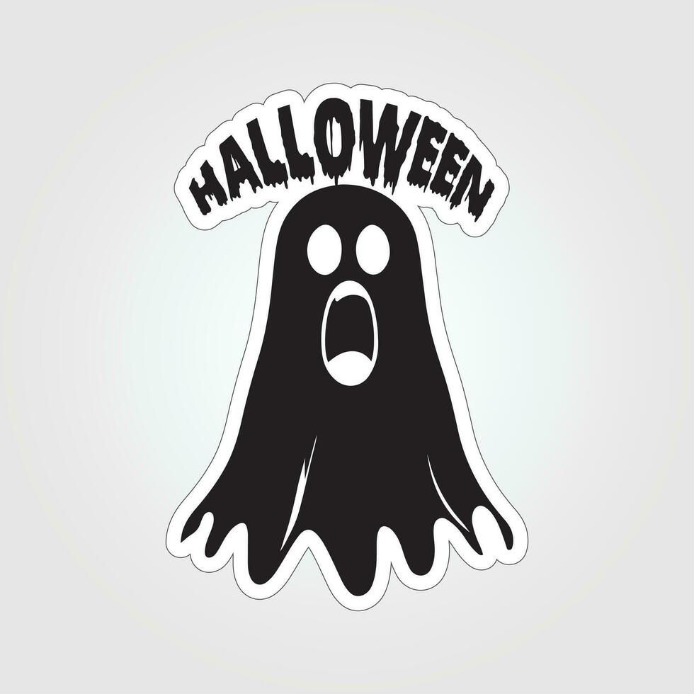 A sticker with a ghost on it, Halloween ghost cartoon character sticker vector