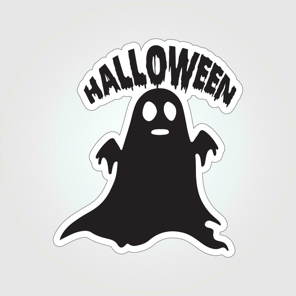 A sticker with a ghost on it, Halloween ghost cartoon character sticker vector