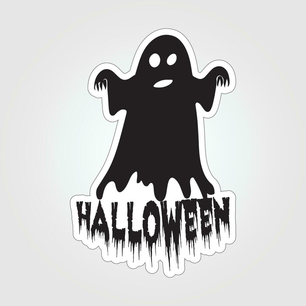 A sticker with a ghost on it, Halloween ghost cartoon character sticker vector