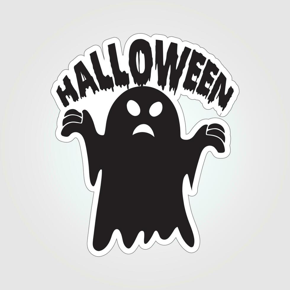 A sticker with a ghost on it, Halloween ghost cartoon character sticker vector