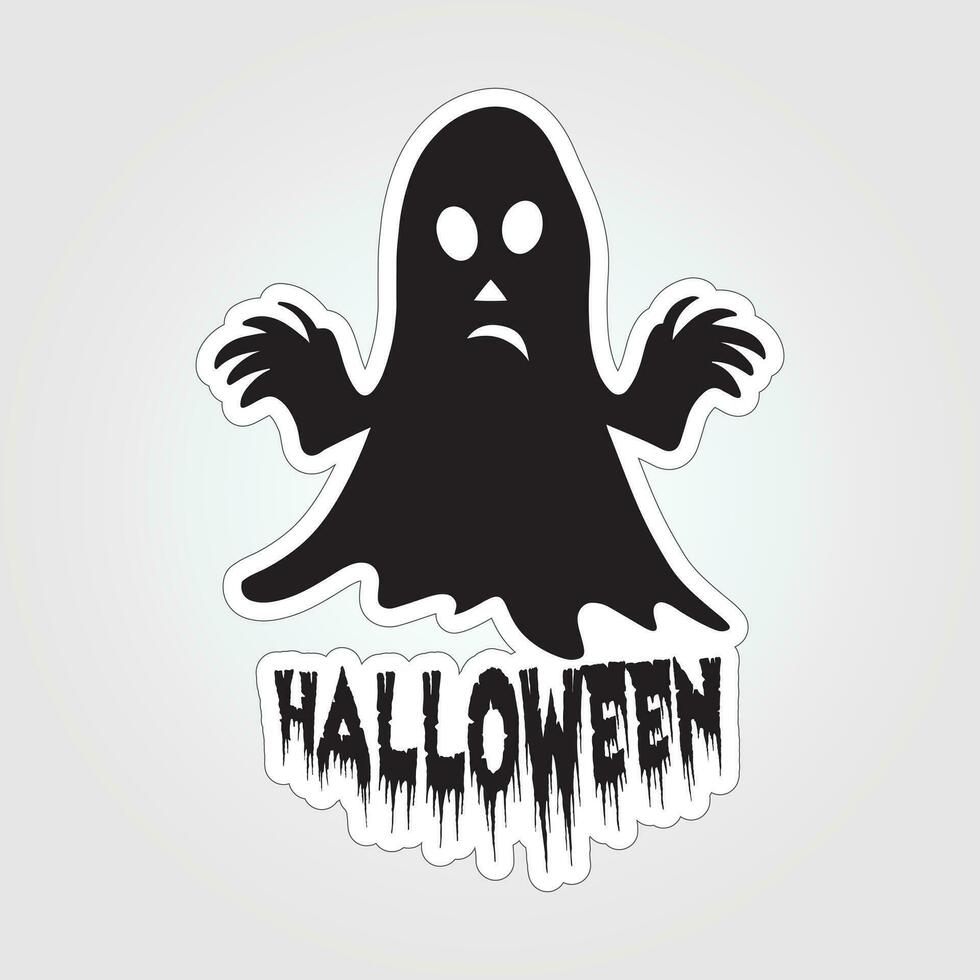 A sticker with a ghost on it, Halloween ghost cartoon character sticker vector