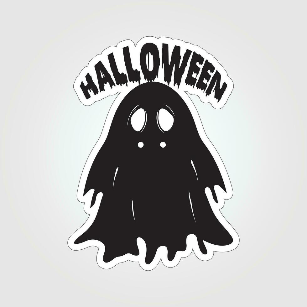 A sticker with a ghost on it, Halloween ghost cartoon character sticker vector