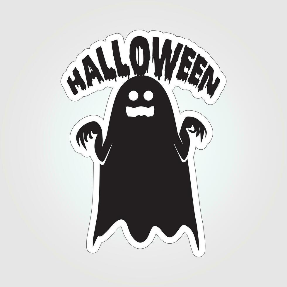 A sticker with a ghost on it, Halloween ghost cartoon character sticker vector