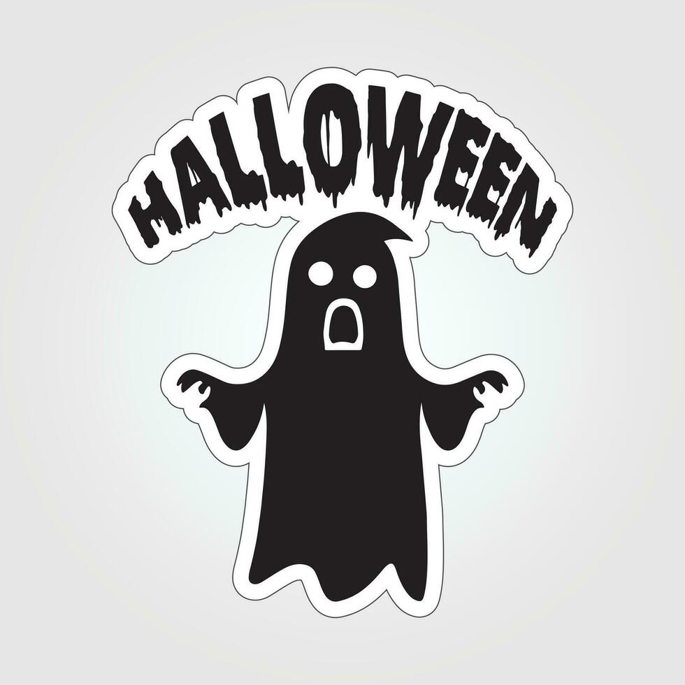 A sticker with a ghost on it, Halloween ghost cartoon character sticker vector
