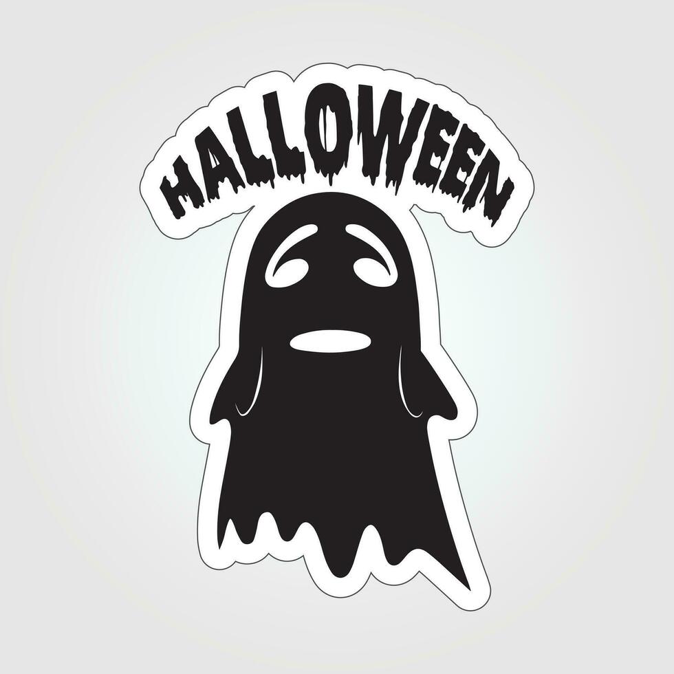 A sticker with a ghost on it, Halloween ghost cartoon character sticker vector