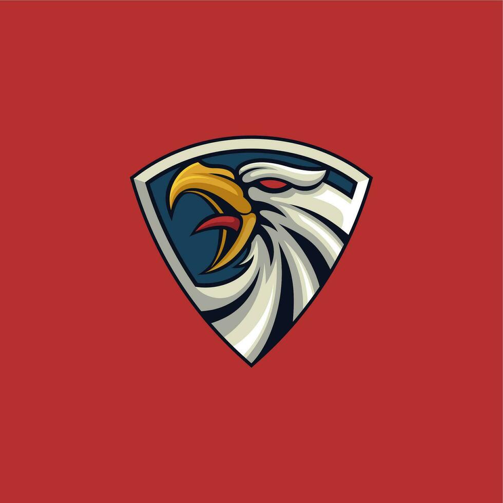 simple eagle head logo with shield vector