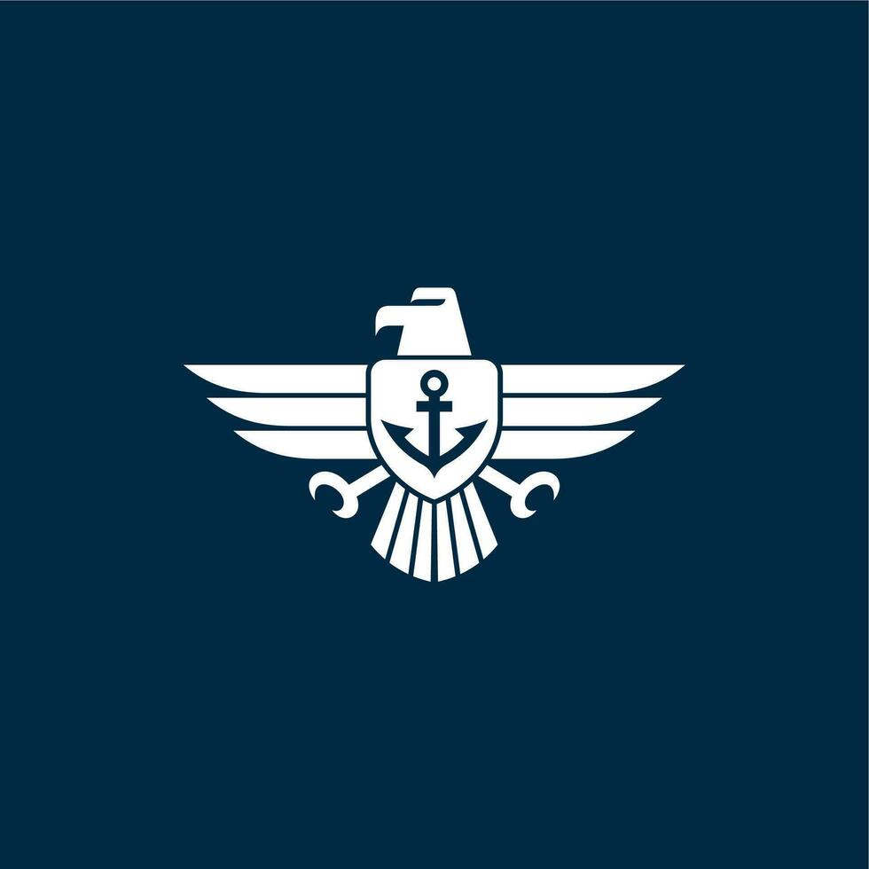 simple eagle logo with anchor vector