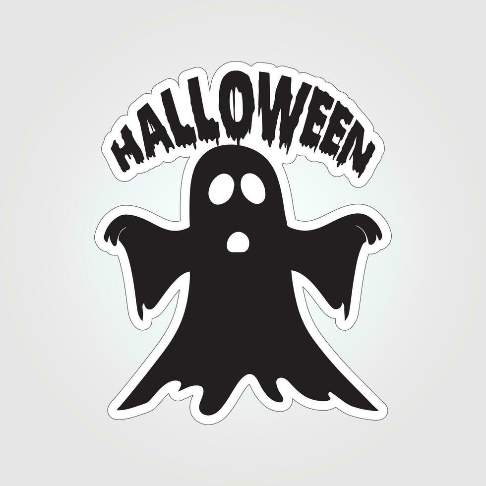 A sticker with a ghost on it, Halloween ghost cartoon character sticker vector