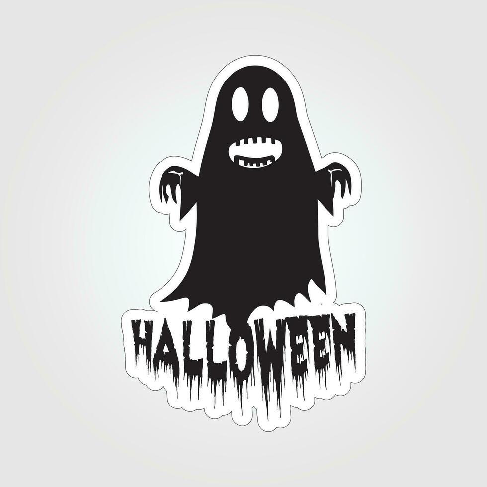 A sticker with a ghost on it, Halloween ghost cartoon character sticker vector