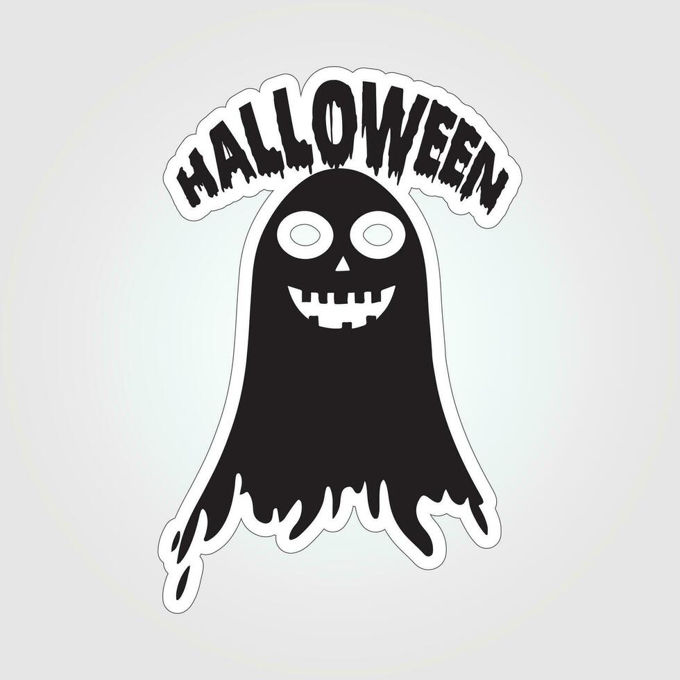 A sticker with a ghost on it, Halloween ghost cartoon character sticker vector