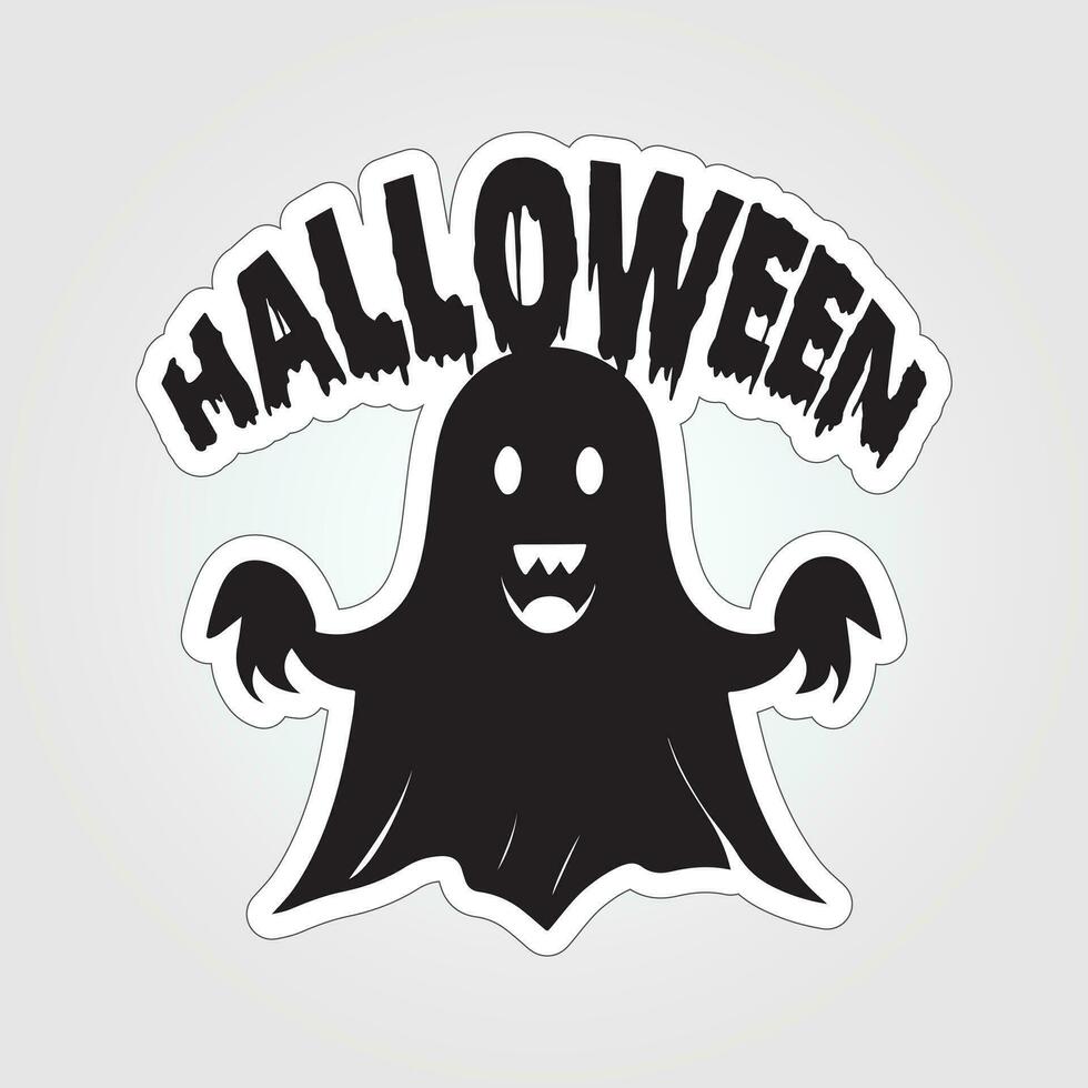 A sticker with a ghost on it, Halloween ghost cartoon character sticker vector