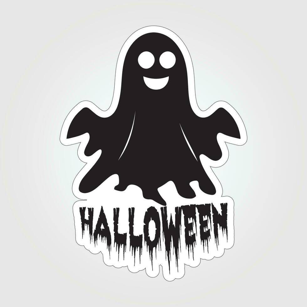 A sticker with a ghost on it, Halloween ghost cartoon character sticker vector
