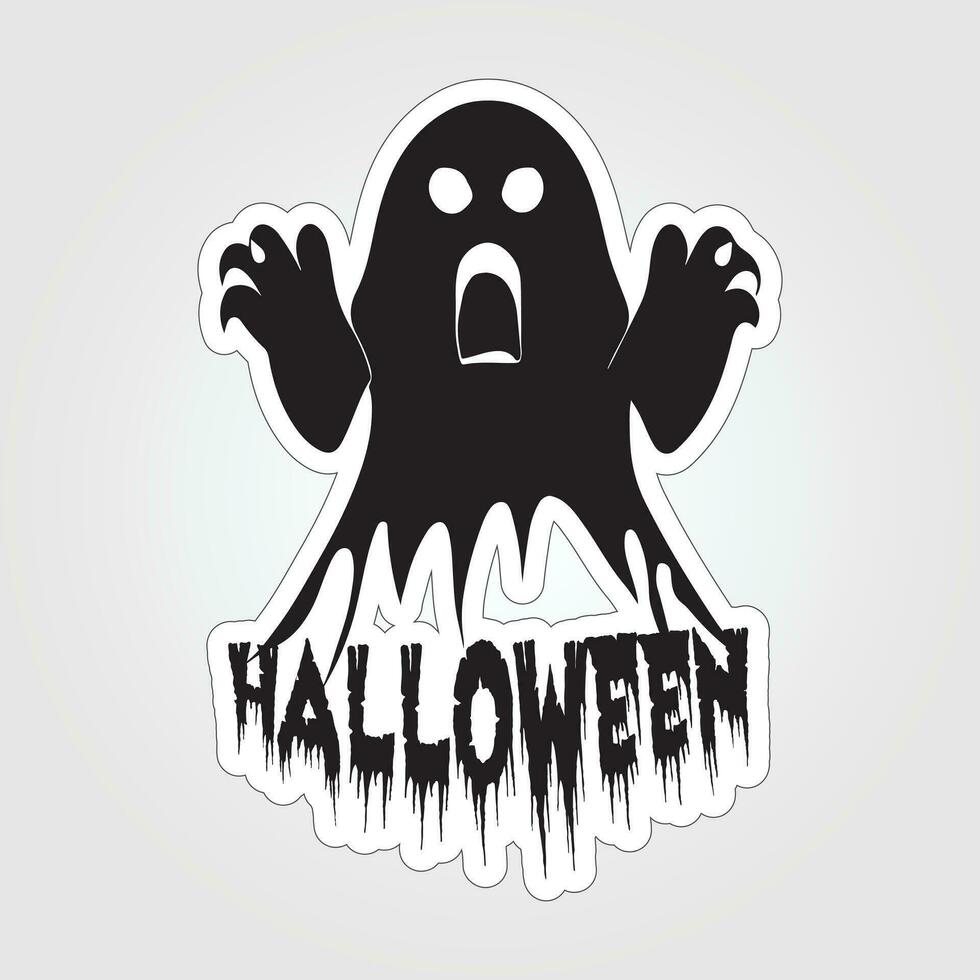 A sticker with a ghost on it, Halloween ghost cartoon character sticker vector