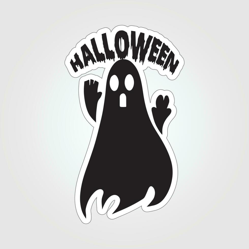 A sticker with a ghost on it, Halloween ghost cartoon character sticker vector