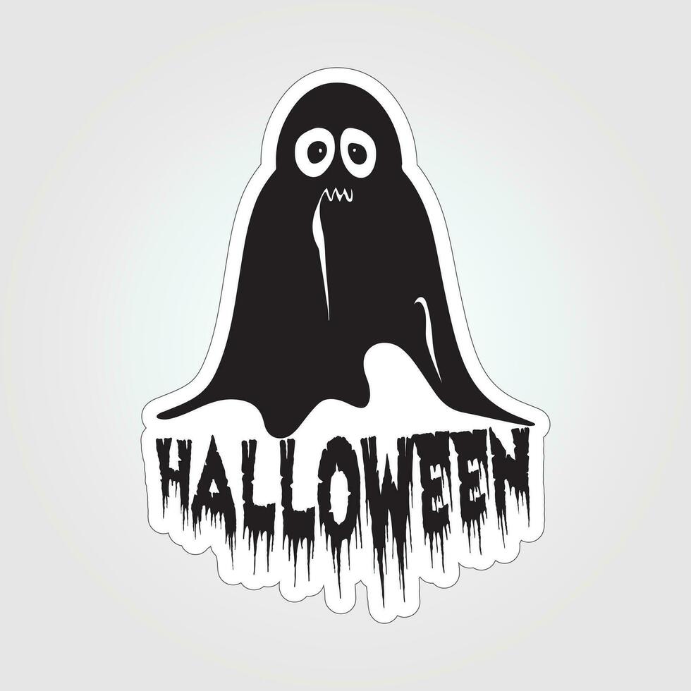 A sticker with a ghost on it, Halloween ghost cartoon character sticker vector