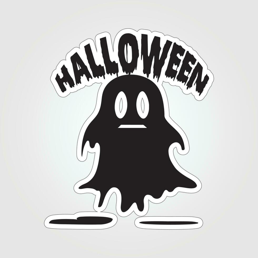 A sticker with a ghost on it, Halloween ghost cartoon character sticker vector