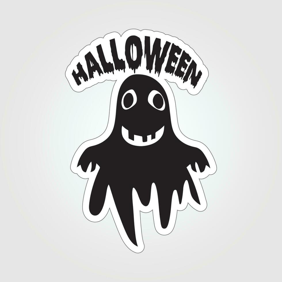 A sticker with a ghost on it, Halloween ghost cartoon character sticker vector