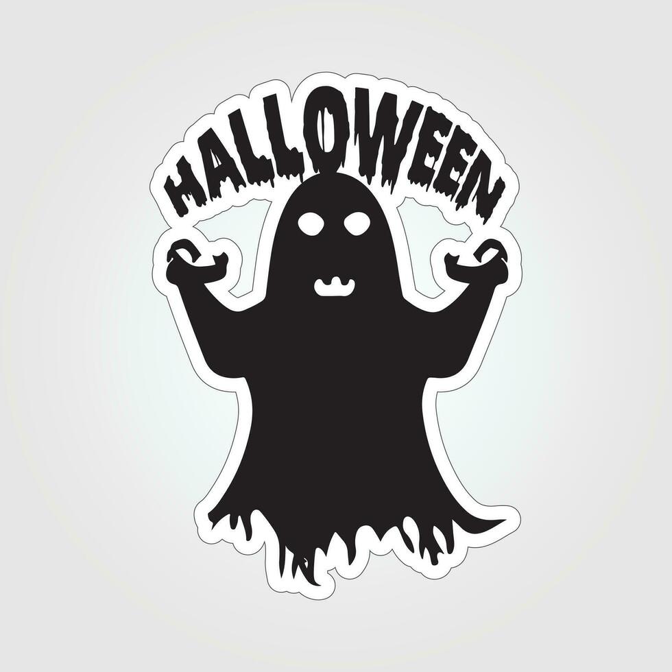 A sticker with a ghost on it, Halloween ghost cartoon character sticker vector