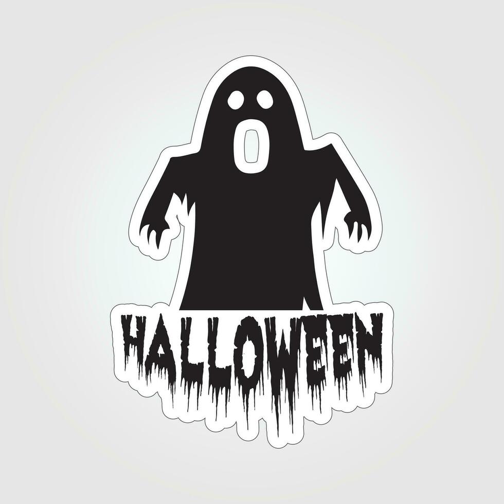 A sticker with a ghost on it, Halloween ghost cartoon character sticker vector